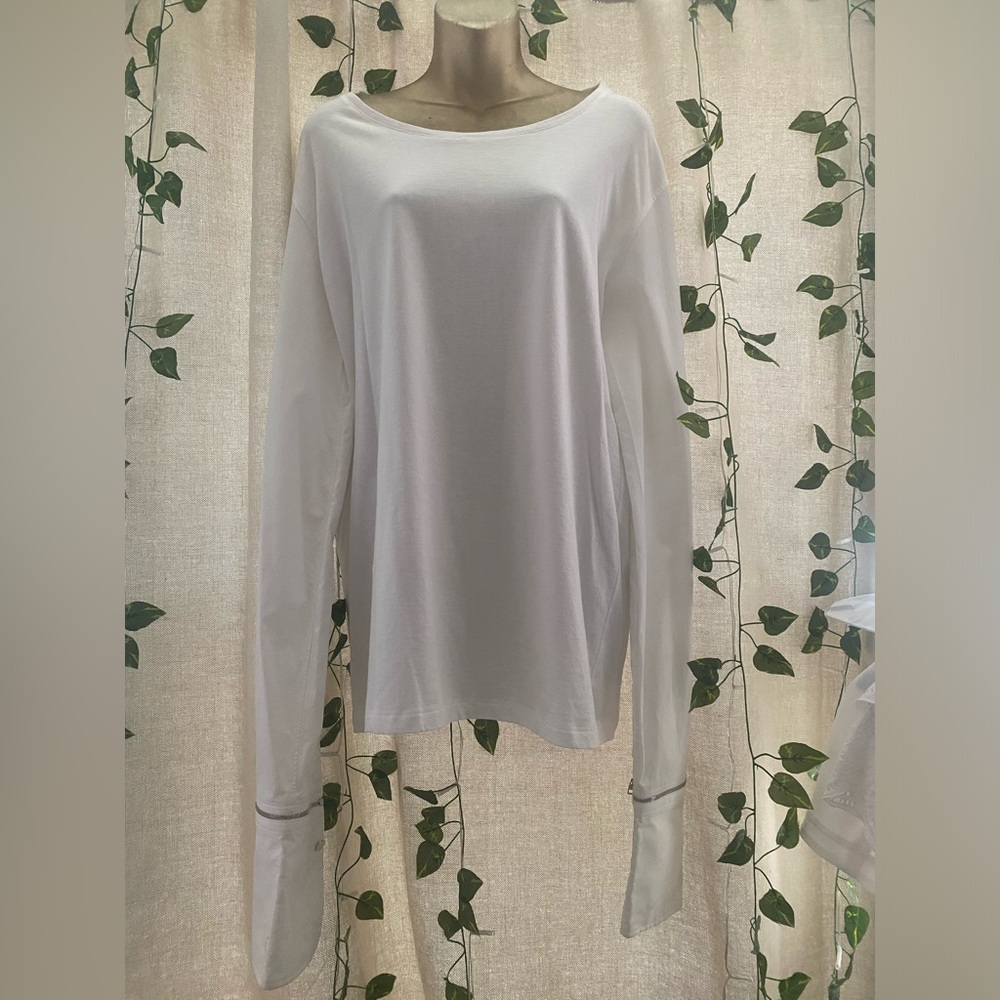 Alexander McQueen White Long Sleeve Top Zip Cuff Made in Italy size Large